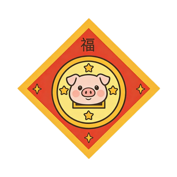 Cheerful Pig Zodiac Door Plaque (8×8)